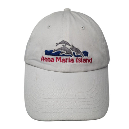 Anna Maria Island Strapback Baseball Cap White One Size Adjustable Embroidered