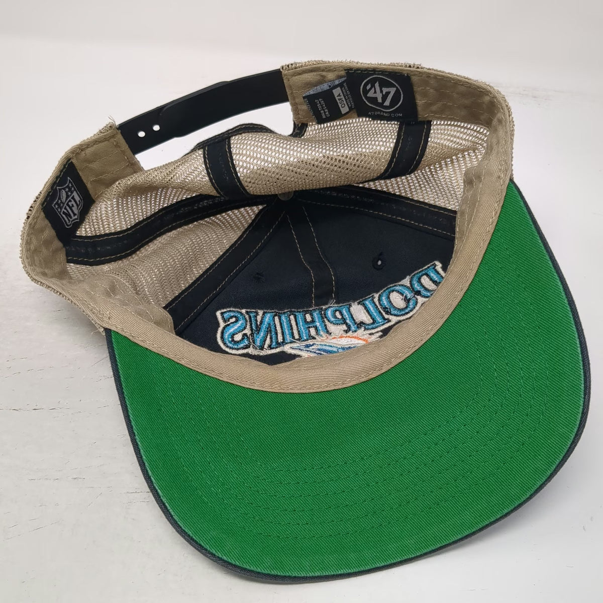 Miami Dolphins NFL 47 Trucker Hat Gray One Size Mesh Snapback Green Underbrim
