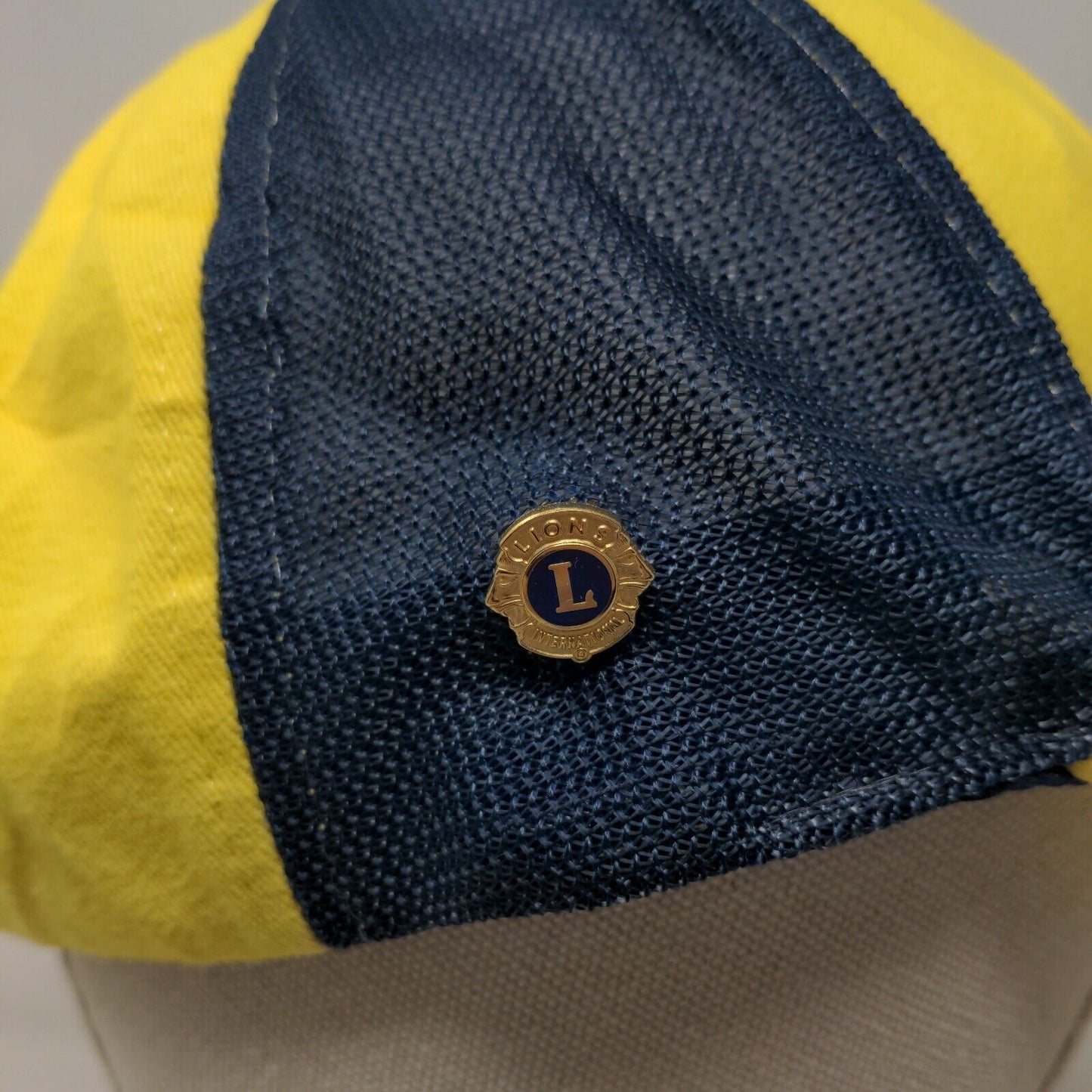 Lions Club International Strapback Hat Yellow One Size Colorblock Mesh Trim