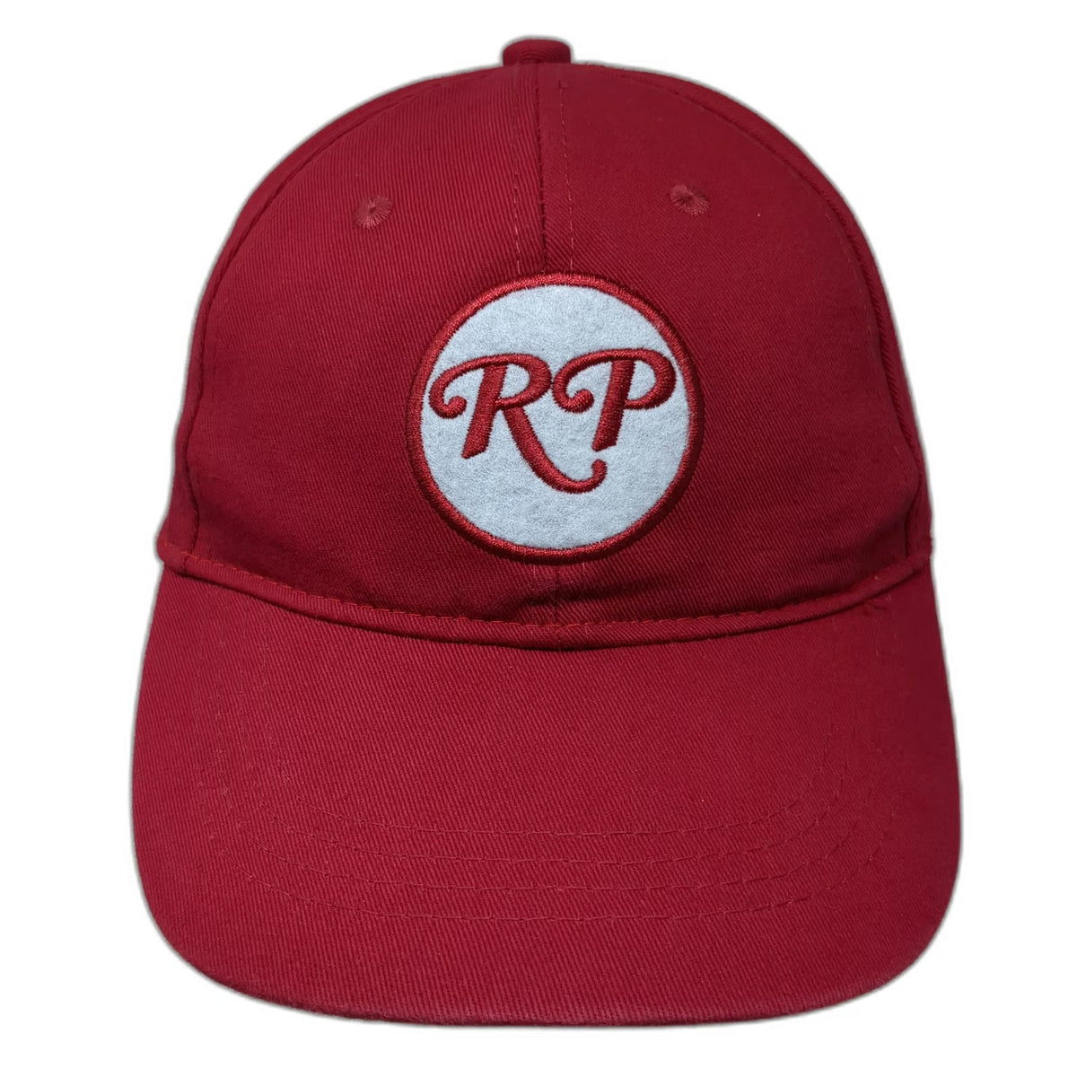 Red Snapback Hat One Size RP Logo Circle Patch Structured Adjustable Baseball