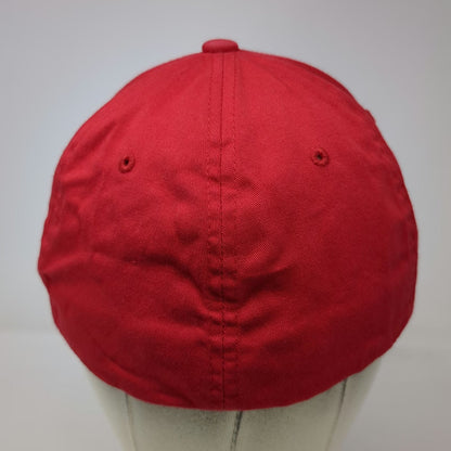 Flexfit Baseball Cap Red XL Consigli Construction Logo US Flag Patch Hat