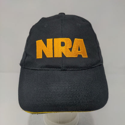 NRA Strapback Hat Black One Size Adjustable Embroidered American Flag