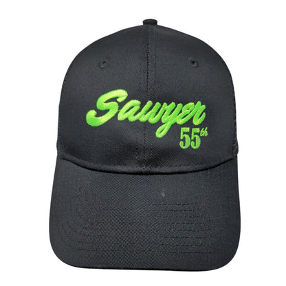 Sawyer 55th Snapback Trucker Hat Black One Size Adjustable Mesh Back 6 Panel