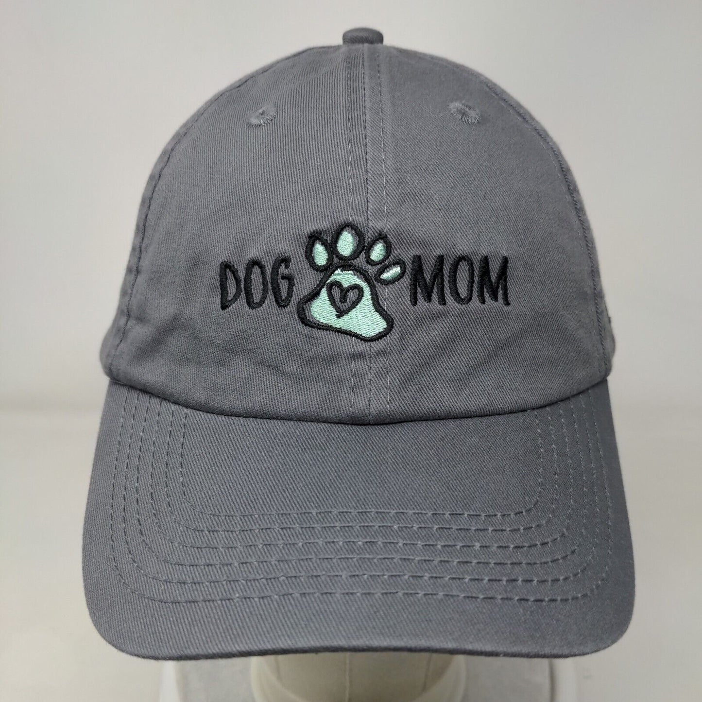 Dog Mom Slideback Hat Gray One Size Adjustable Embroidered Open Road