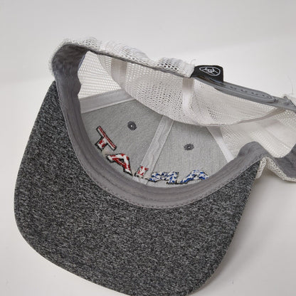 Ariat Snapback Trucker Hat Gray One Size Adjustable Mesh Back Patriotic USA Flag