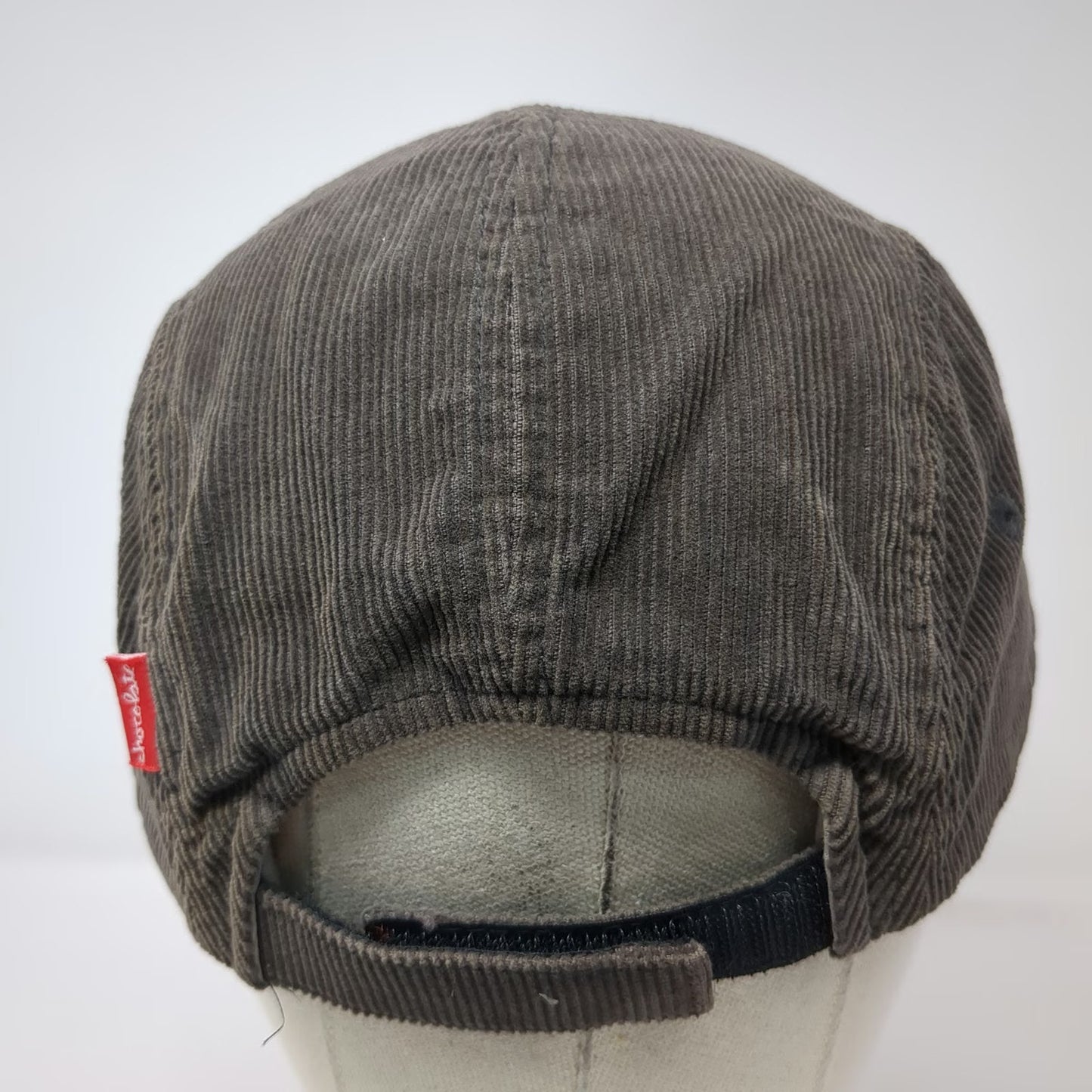 Chocolate Army Cap Gray One Size Corduroy 5 Panel Adjustable Strapback Hat