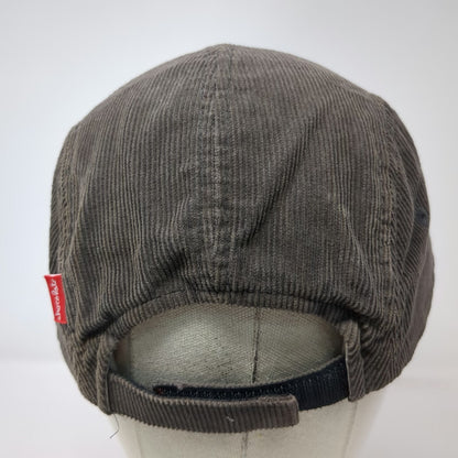 Chocolate Army Cap Gray One Size Corduroy 5 Panel Adjustable Strapback Hat