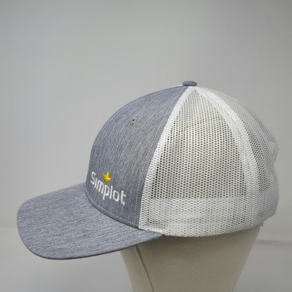 Ivory Headwear Simplot Gray White Yellow Trucker Hat One Size Mesh Snapback Cap