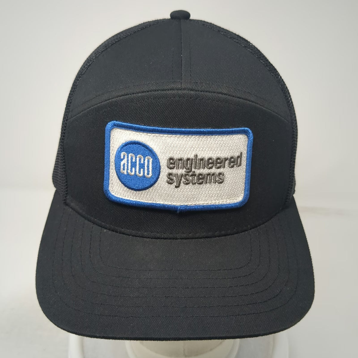 Cap America Trucker Hat Black One Size ACCO Engineered Systems Patch USA Flag