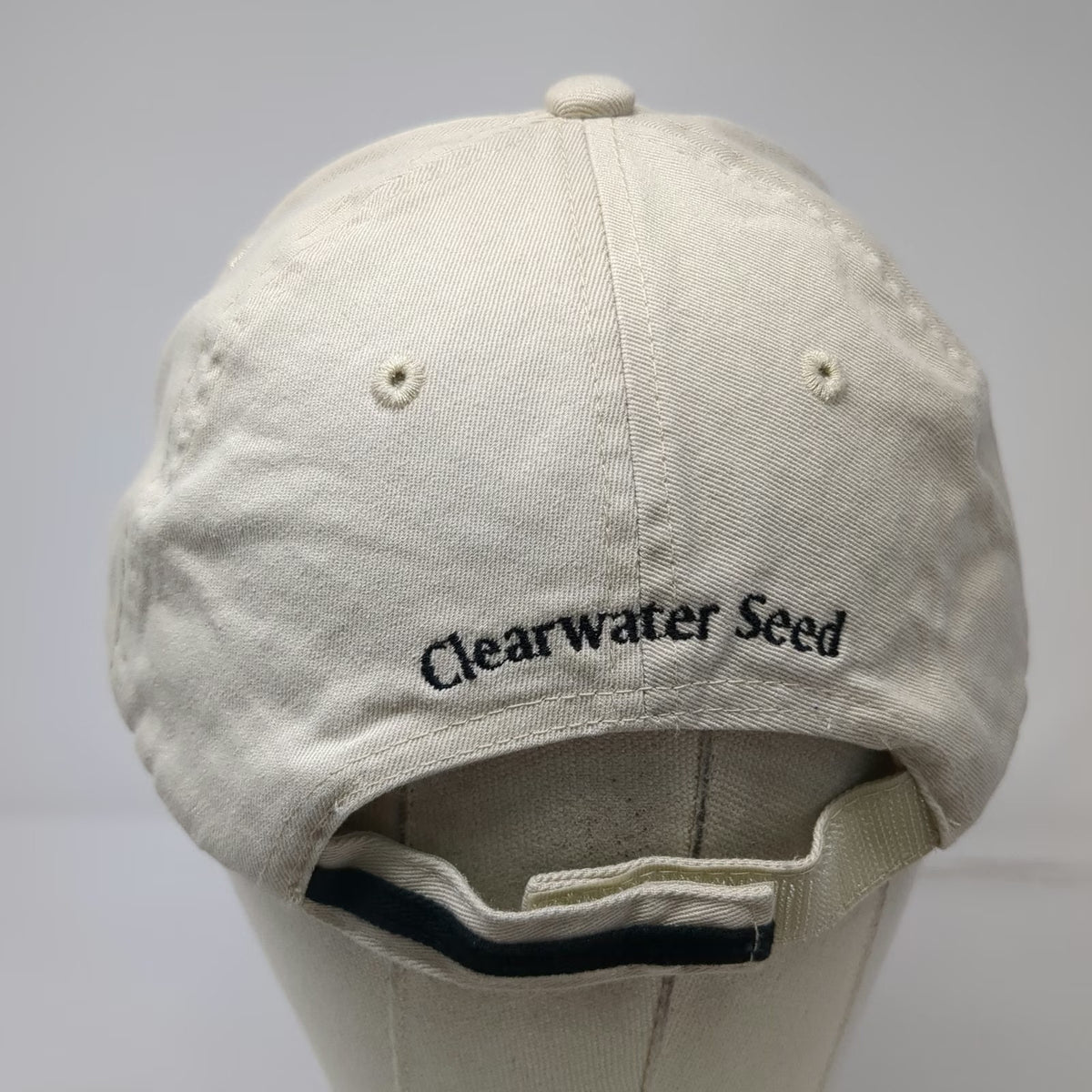 Port Authority Baseball Cap Beige Blue Black One Size Clearwater Seed Logo Hat