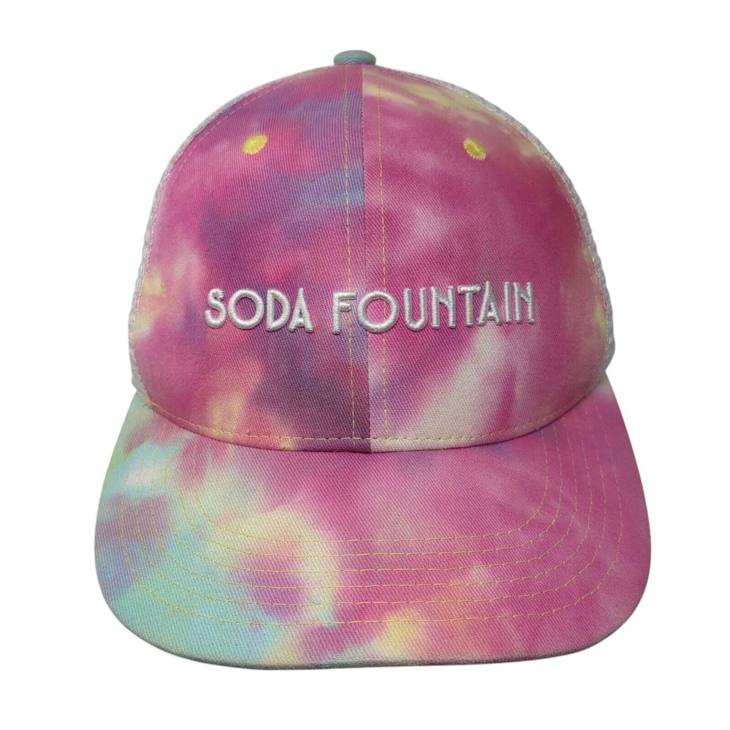 Soda Fountain Snapback Trucker Hat Multicolor OS Adjustable Tie Dye Mesh Back