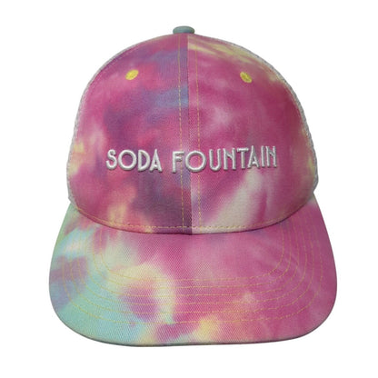 Soda Fountain Snapback Trucker Hat Multicolor OS Adjustable Tie Dye Mesh Back