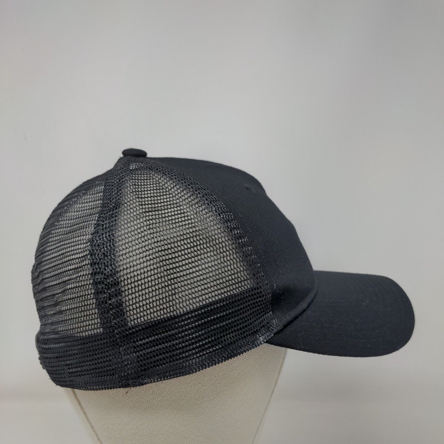Mountain Snapback Mesh Back Trucker Hat Black One Size Solid 6 Panel