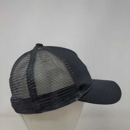 Mountain Snapback Mesh Back Trucker Hat Black One Size Solid 6 Panel