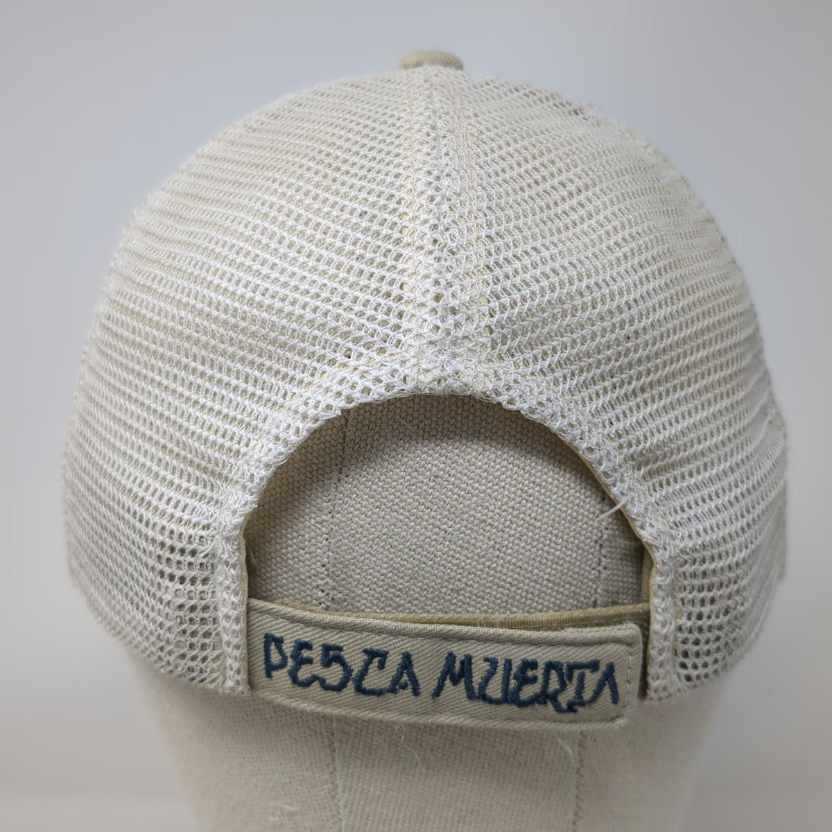 Pesca Muerta Baseball Cap Beige One Size Mesh Back Fish Graphic Strapback Hat
