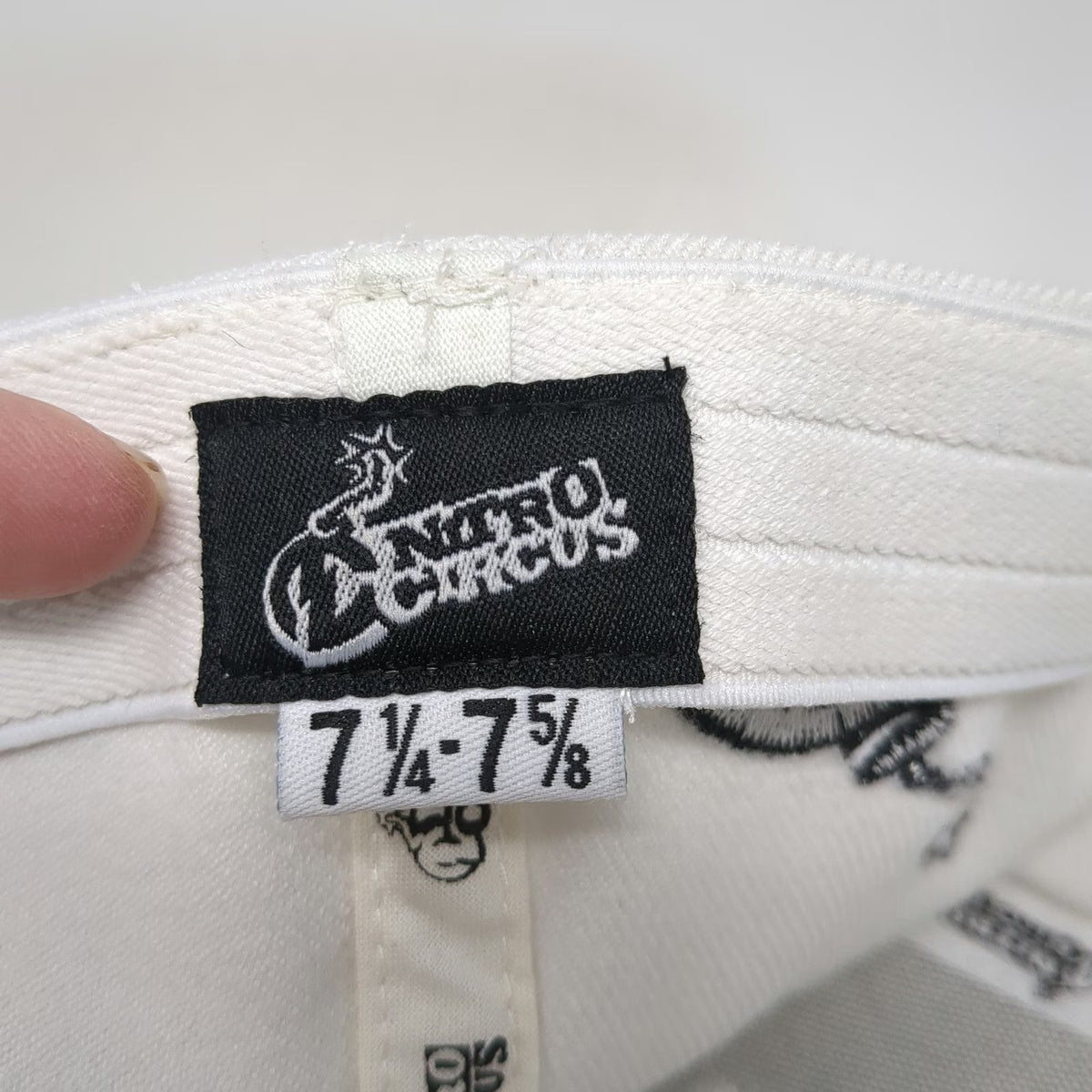 Nitro Circus Action Sports Baseball Cap White 7 5/8 Fitted Hat Bomb Logo Graphic