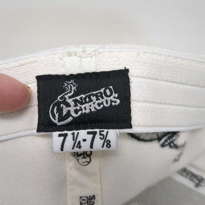 Nitro Circus Action Sports Baseball Cap White 7 5/8 Fitted Hat Bomb Logo Graphic