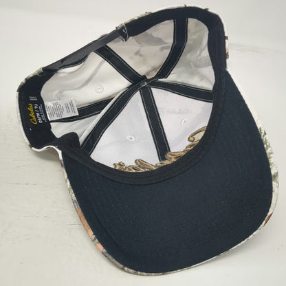 Cabela's Snapback Hat White Camo One Size Gold Embroidery Zonz Woodlands Hunting