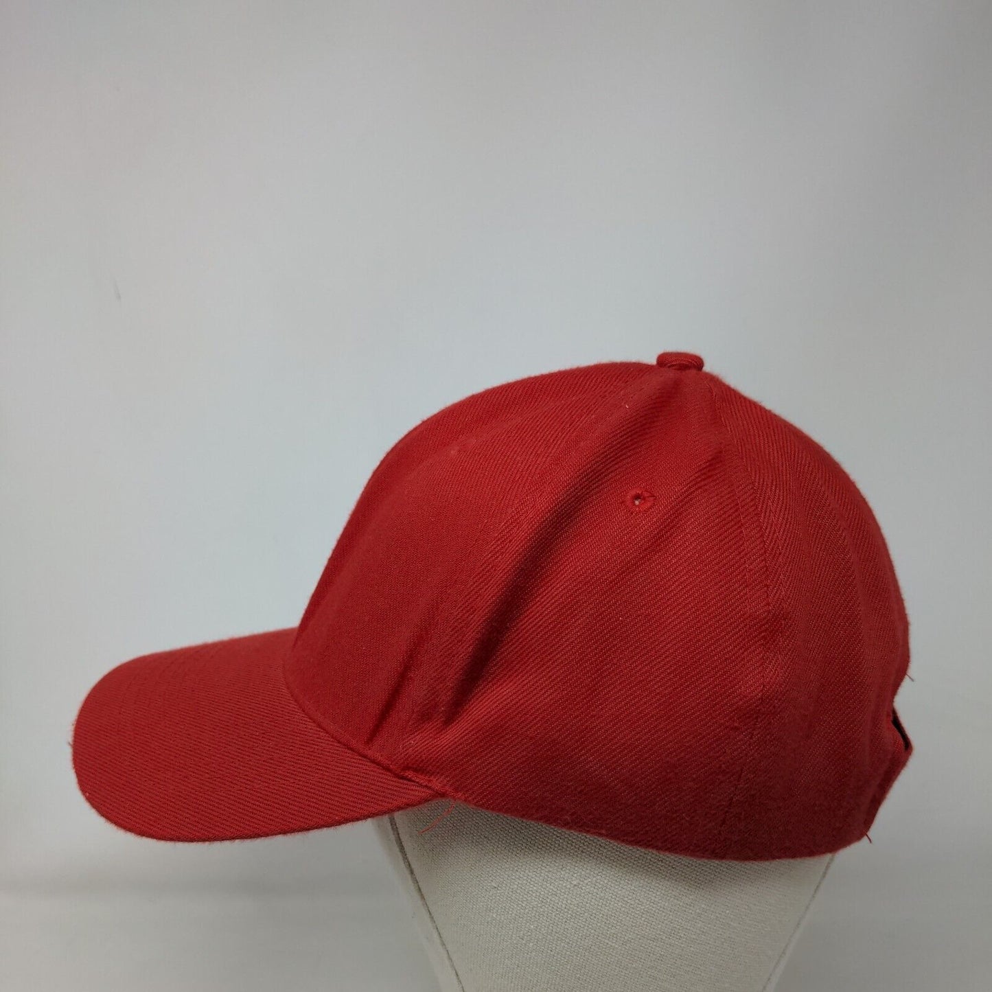 Unbranded Strapback Hat Red One Size Adjustable Vented Holes 6 Panel Blank
