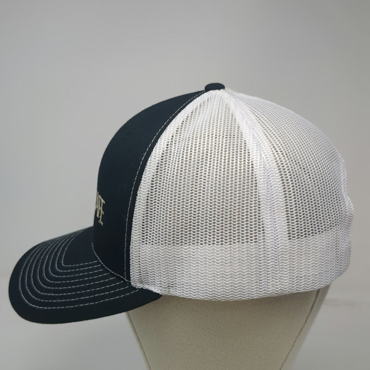 Richardson Trucker Hat Black White One Size IdahoCAFE Logo Mesh Back Snapback