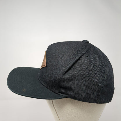 RVCA Leather Patch Snapback Hat Black One Size Adjustable Flat Bill