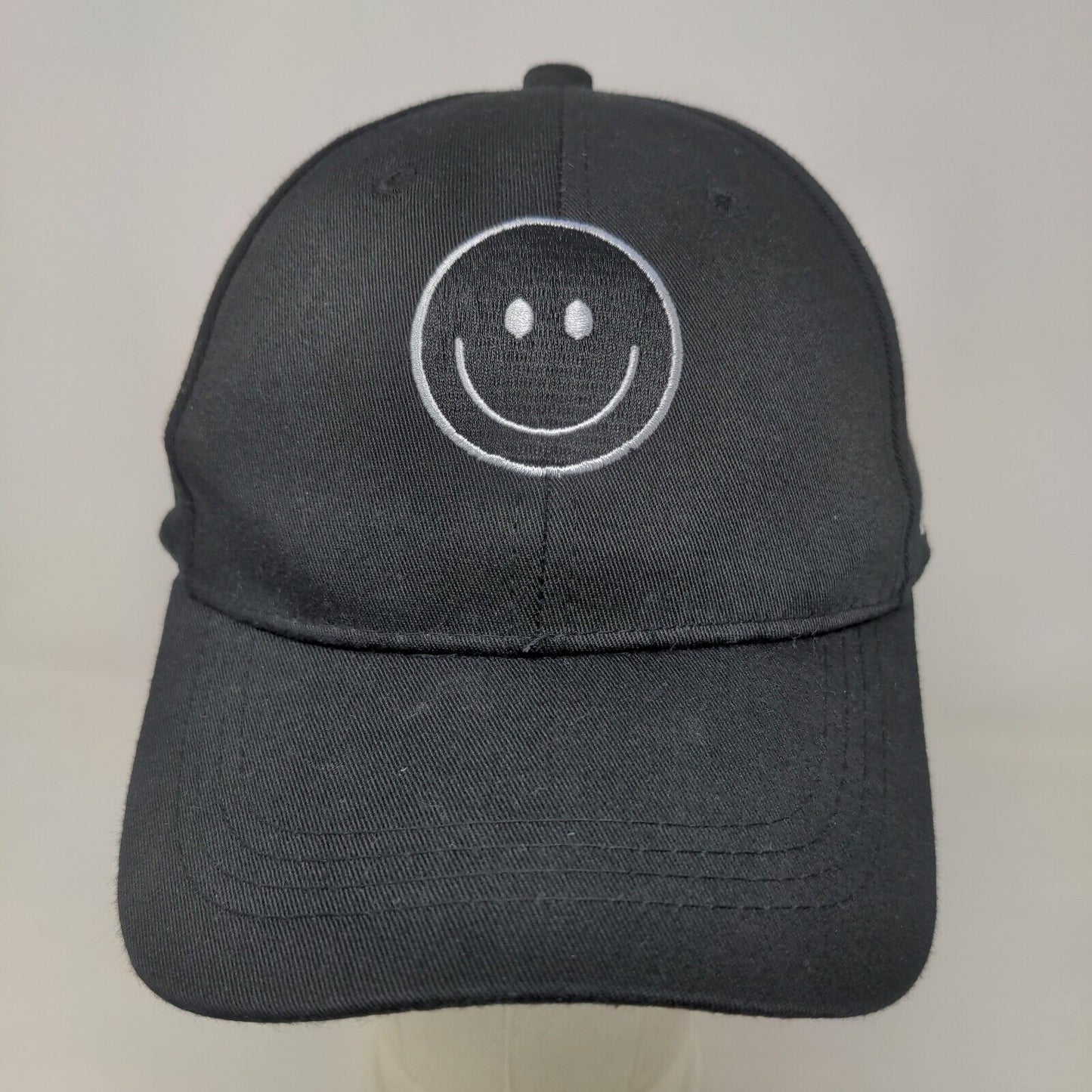 Unbranded Men's Slideback Hat Black Adjustable Embroidered Smiley Faith Logo