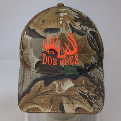 Mrs. Doe Pee's Brown Camo Snapback Hat OS Made in USA Embroidered Cap Vintage