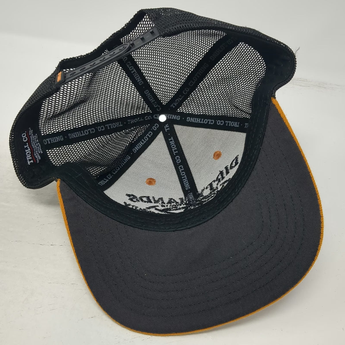Troll Co Trucker Hat Brown One Size Dirty Hands Clean Money Mesh Back Flat Brim