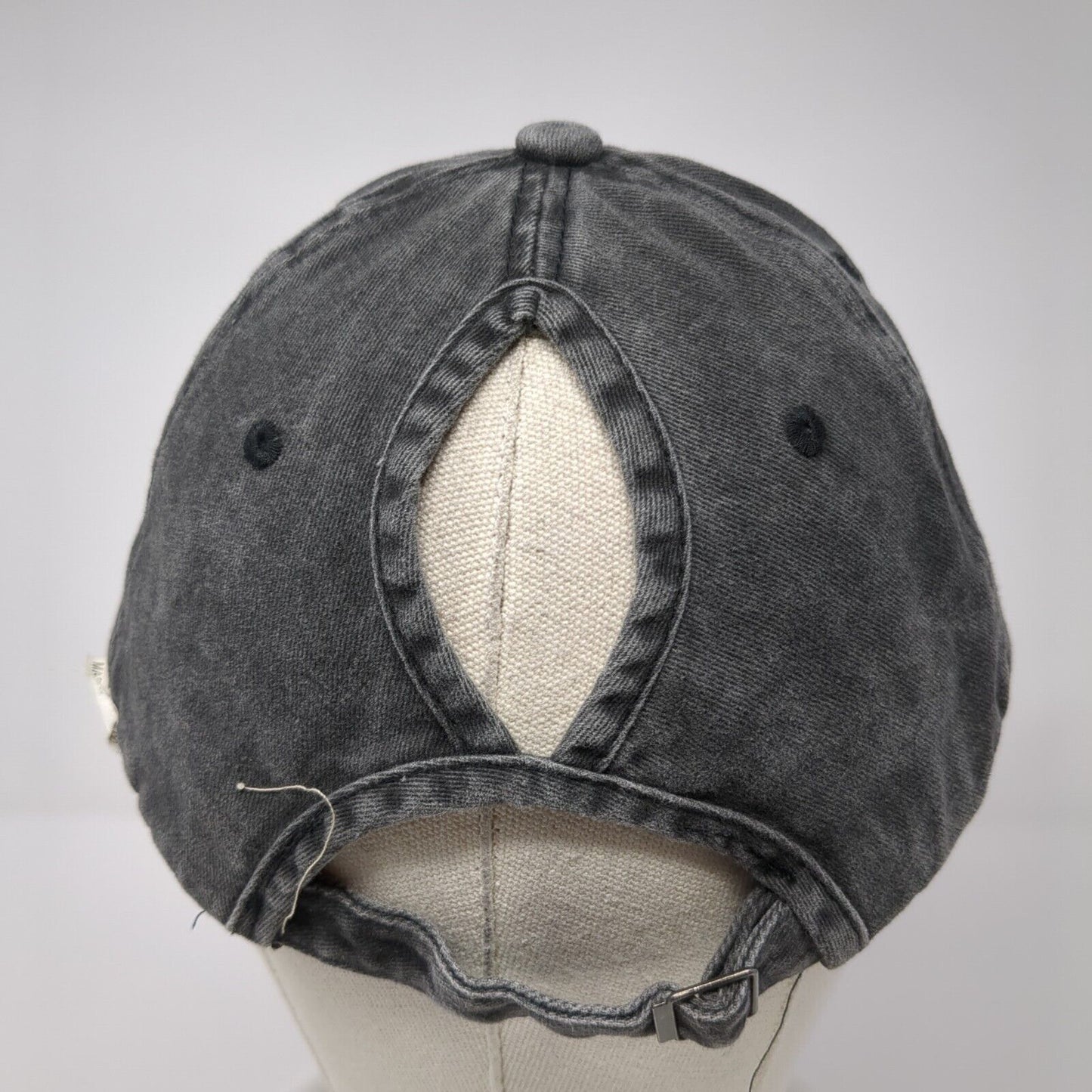 Dog Mom Ponyback Slideback Hat Gray One Size Adjustable Embroidered Cotton