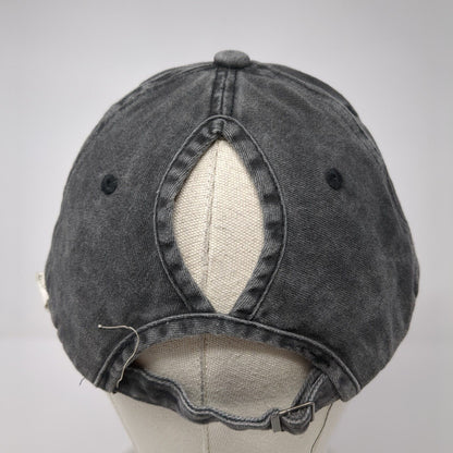 Dog Mom Ponyback Slideback Hat Gray One Size Adjustable Embroidered Cotton