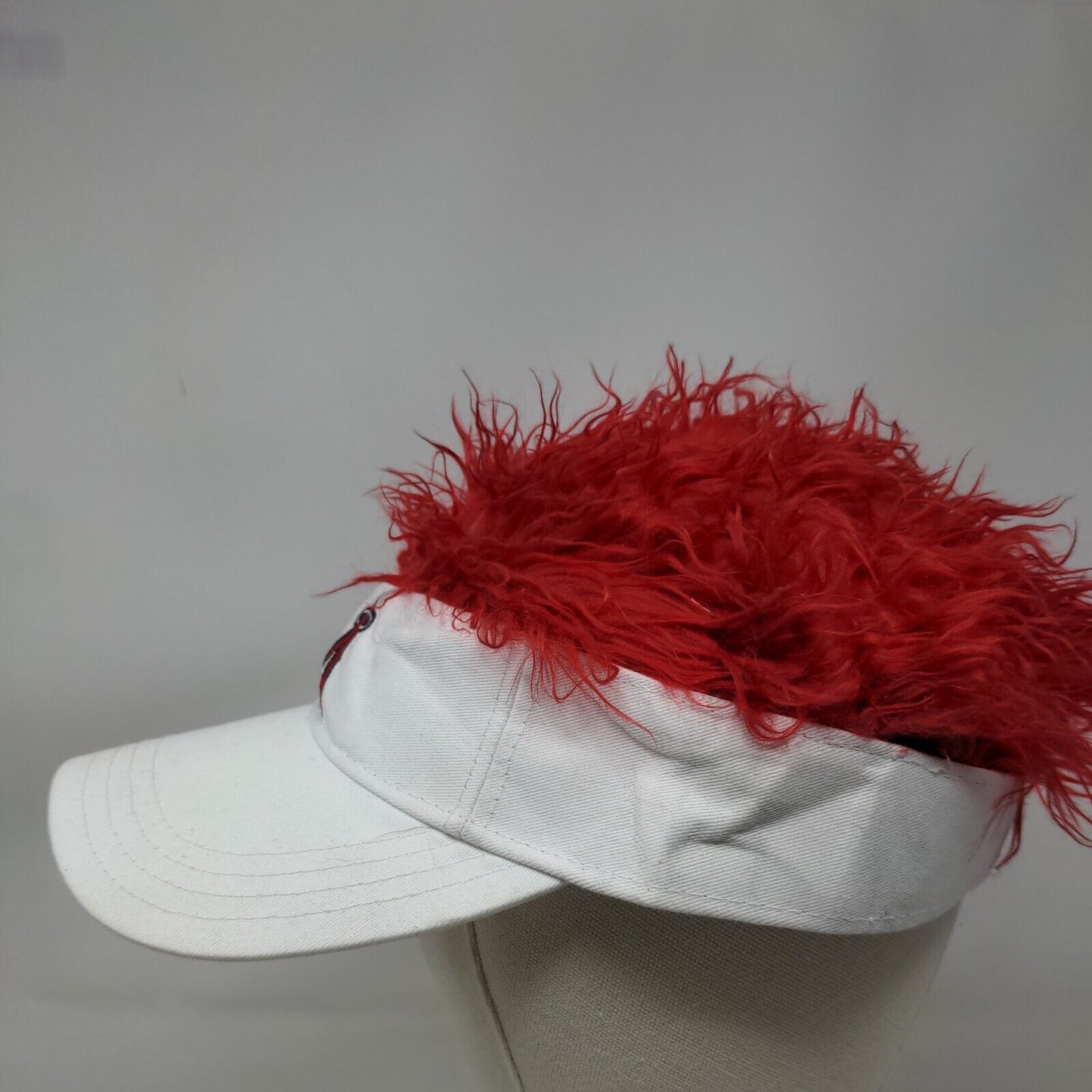 Flair Hair Sun Visor Hat Cap White Red Los Angeles Angels Embroidered Logo MLB