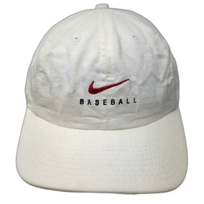Nike Baseball Cap White OS Adjustable Slideback Cotton Made in USA Hat Vintage