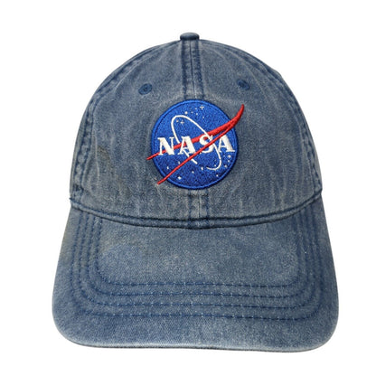 NASA Slideback Hat Blue One Size Adjustable Embroidered Denim Otto Cotton