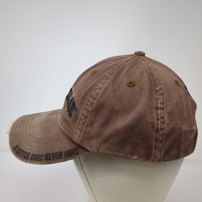 Caterpillar Baseball Cap Brown One Size Slideback Frayed Edge Dirt Slogan Hat