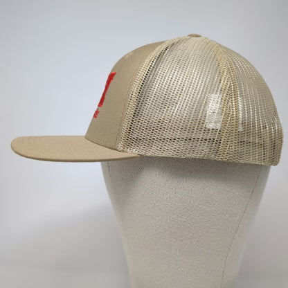 SCI Treasure Valley Chapter Trucker Hat Beige One Size Snapback Red Mesh Idaho