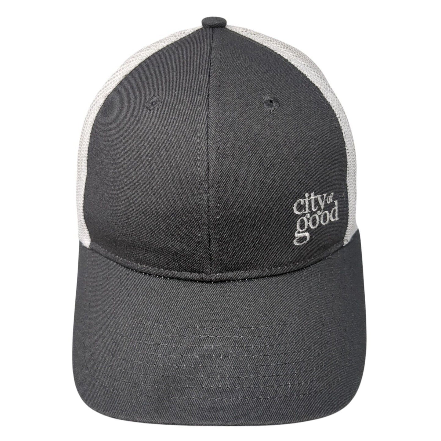 City of Good Snapback Trucker Hat Gray OS Adjustable Mesh Back Port Authority