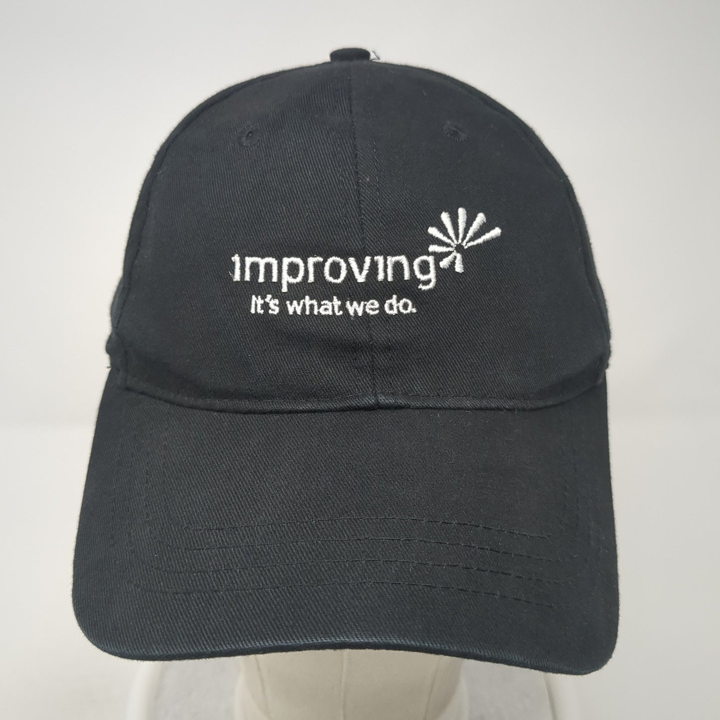 Improving It's What We Do Strapback Hat Black One Size Cap America