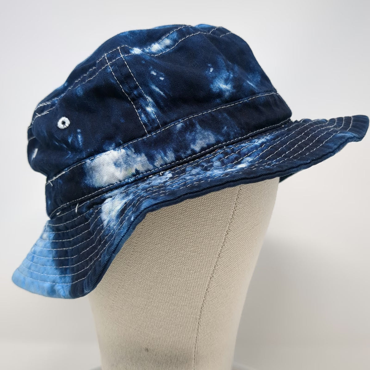 HeadShot Bucket Hat Blue XL Tie Dye Contrast Stitching Cotton Sun Summer Hat