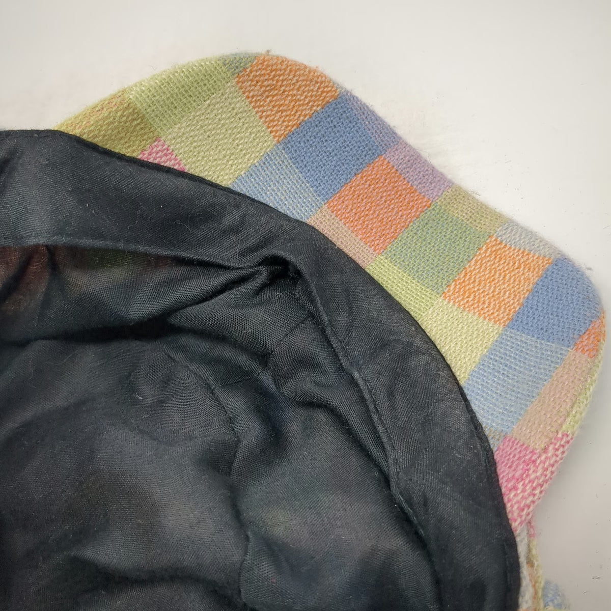 Manhattan Hat Company Army Cap Blue Pink One Size Patchwork Plaid Cadet Hat