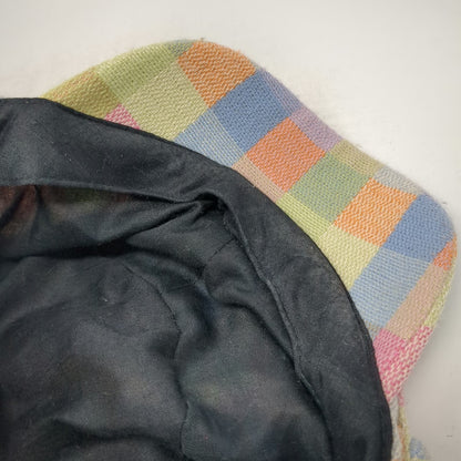 Manhattan Hat Company Army Cap Blue Pink One Size Patchwork Plaid Cadet Hat