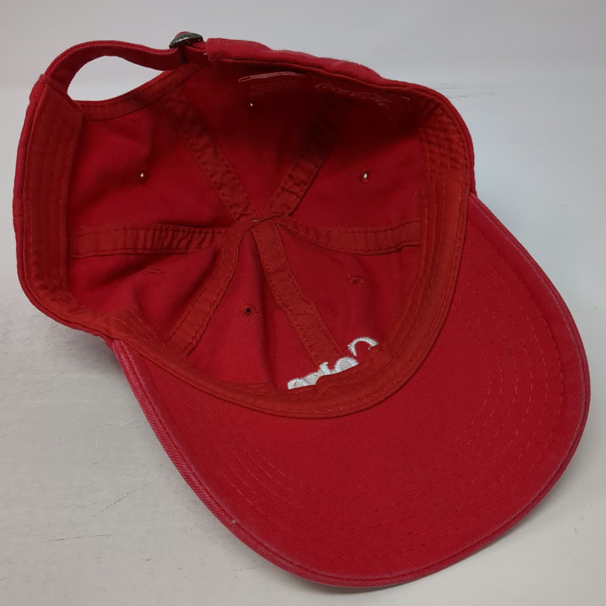 Coca-Cola Baseball Cap Red One Size Slideback Hat Embroidered Logo Curved Brim