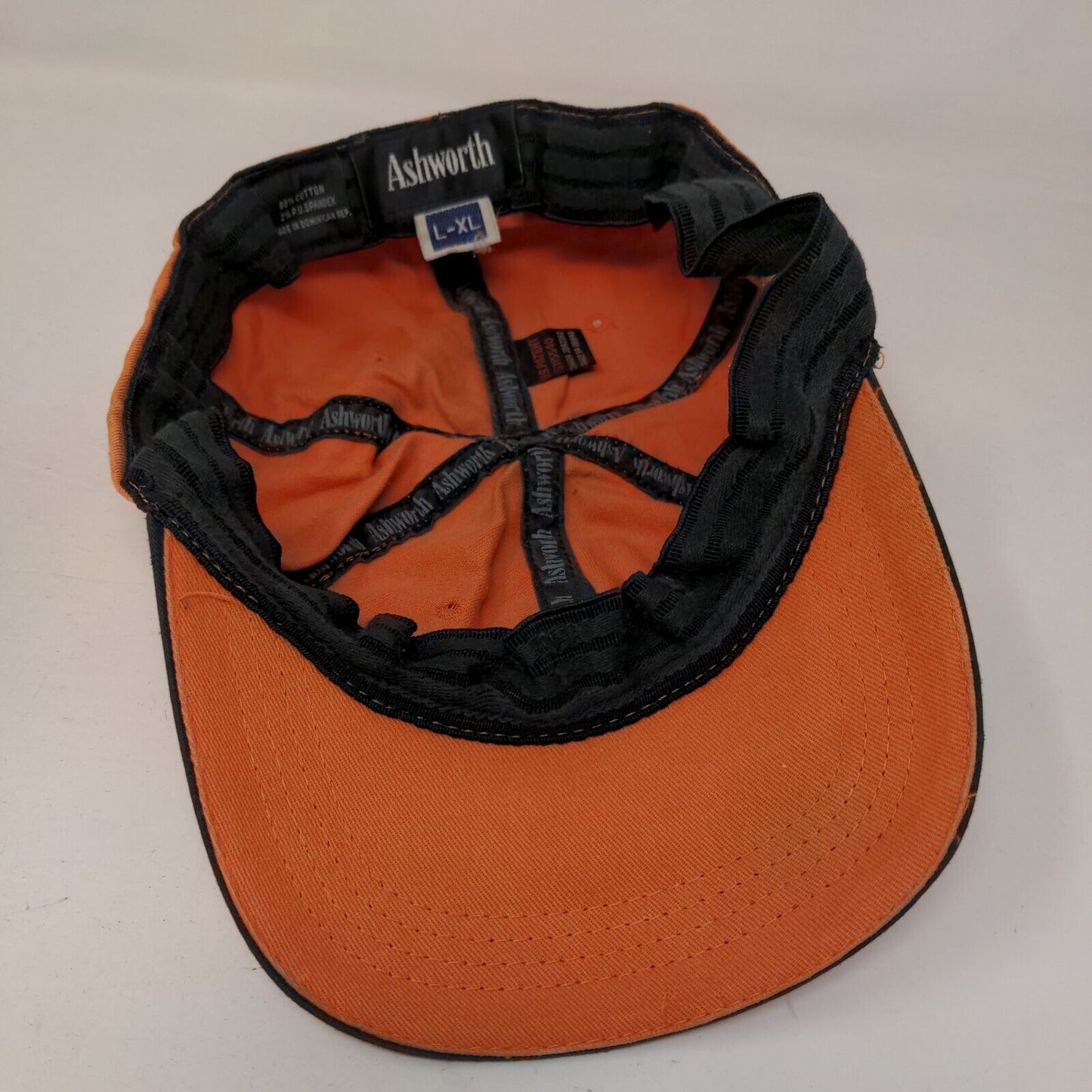 Ashworth Fitted Hat Orange Large-XL Embroidered 6 Panel Vent Holes