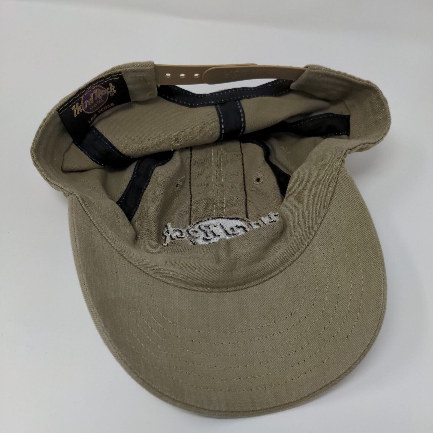 Hard Rock Hotel Las Vegas Snapback Hat Tan OSFA Striped Embroidered