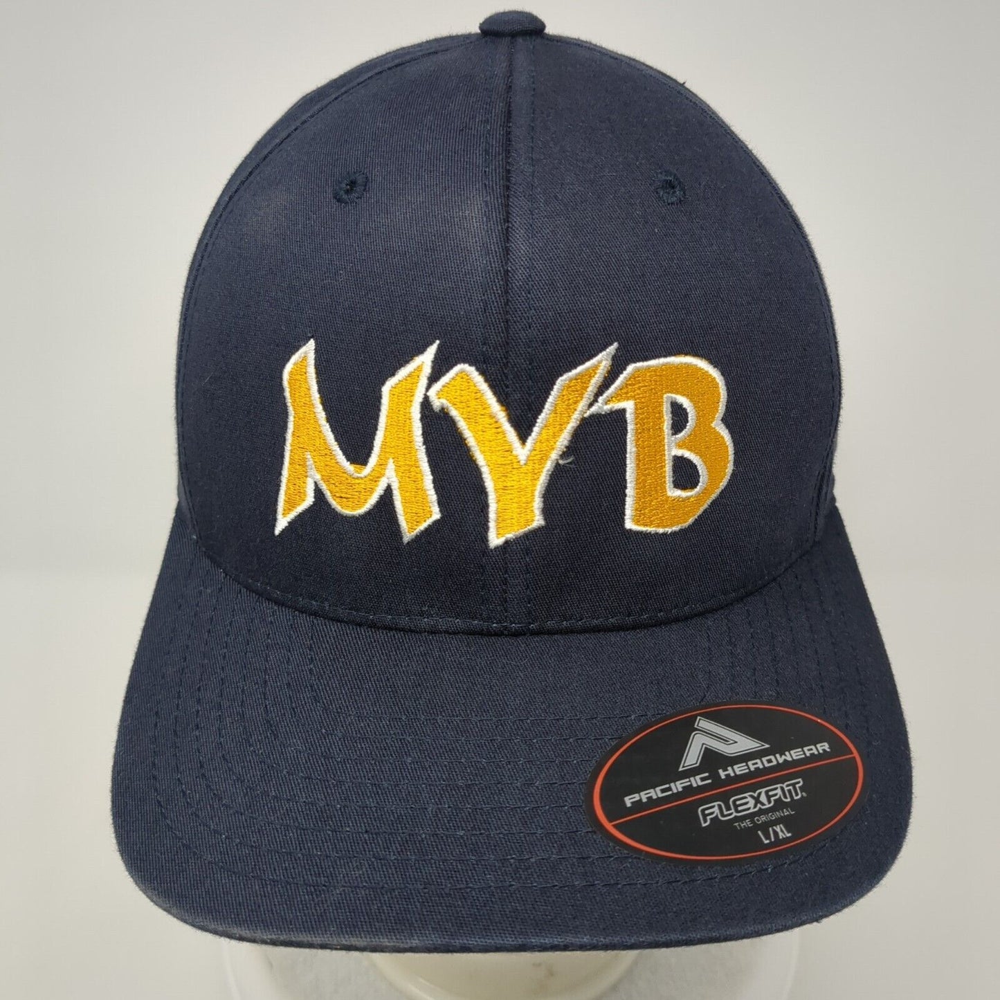 MYB Fitted Hat Blue 7 3/8-8 Embroidered Solid Flexfit Pacific Headwear