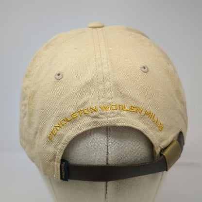 Pendleton Woolen Mills Yupoong 5 Panel Beige Hat OSFM Leather Strapback Patch