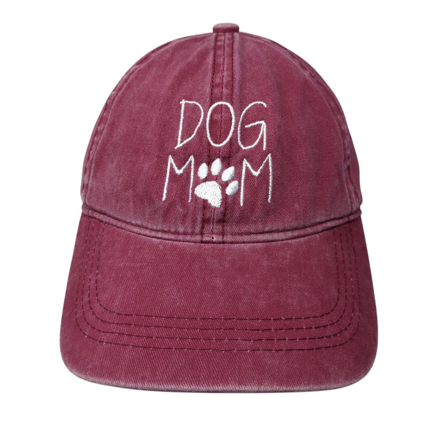 Dog Mom Slideback Hat Red One Size Embroidered Paw David And Young