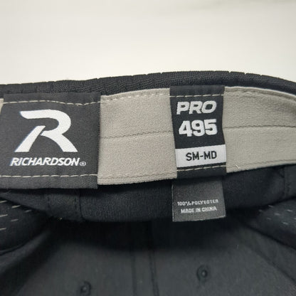 Richardson Baseball Cap Black M Hydro Con Logo Stretch Fit Hat Polyester Mesh