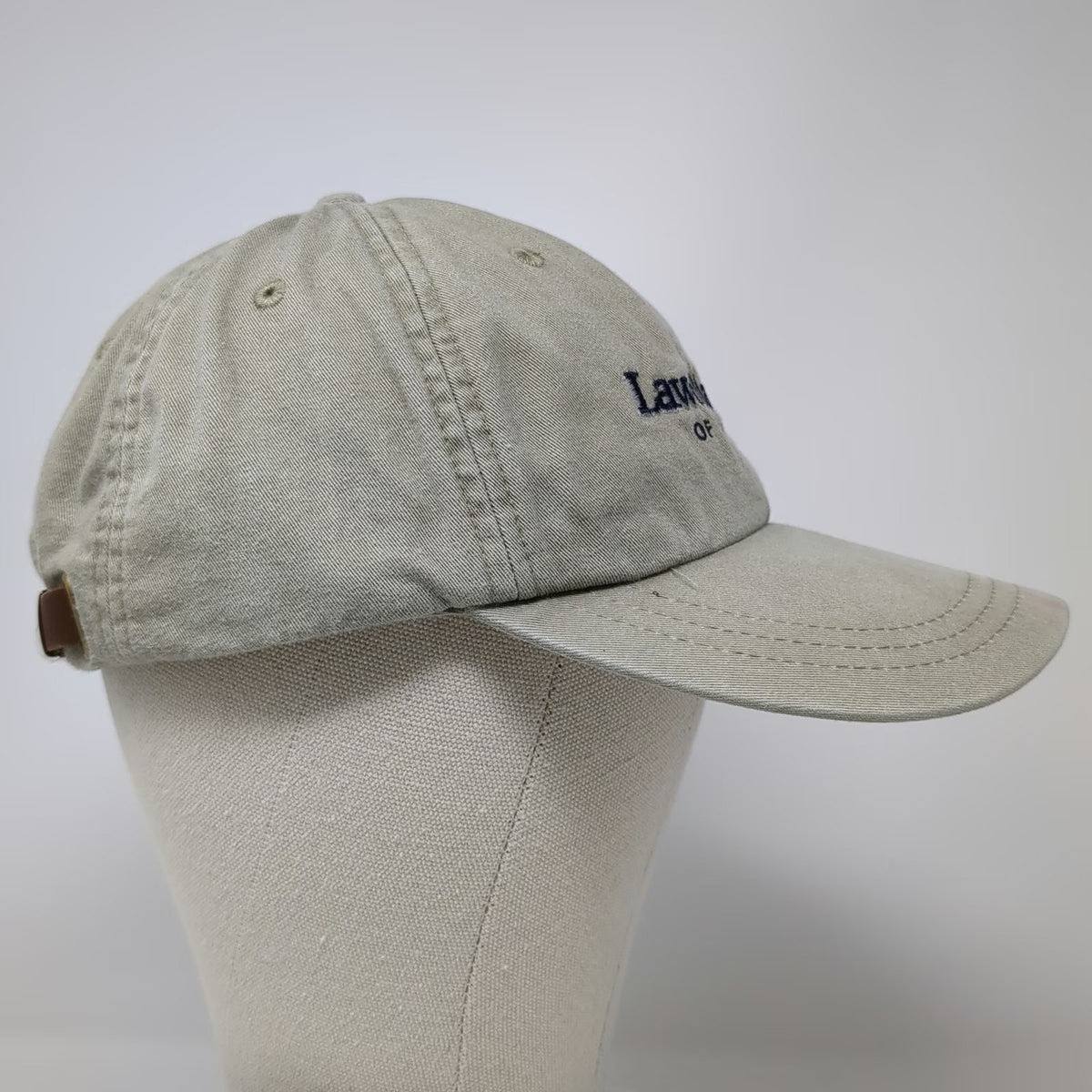 Adams Baseball Cap Beige Blue One Size LawnMaster Virginia Leather Strap Hat
