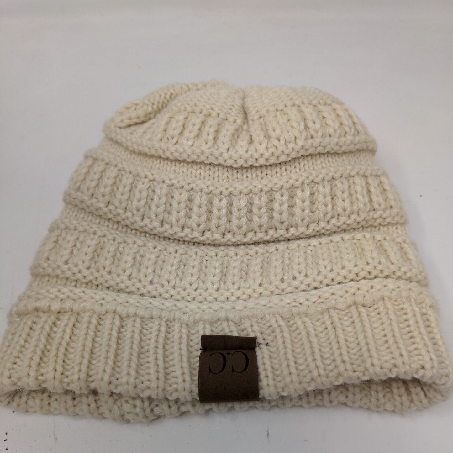 C.C. Exclusives Womens Knit Beanie Hat Cap Cream 100% Acrylic Cable Knit