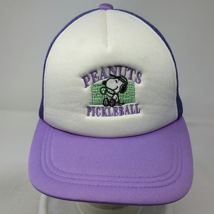 Peanuts Trucker Hat Purple White OSFM Snoopy Pickleball Mesh Snapback Graphic